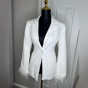 Windsor White Feather Trim Blazer
